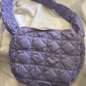 Chicsoul Lavender Quilted Large Shoulder  Purse With Inside & Side Pockets Lite